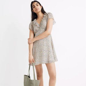 Madewell Silk Ruffle-Neck Mini Dress